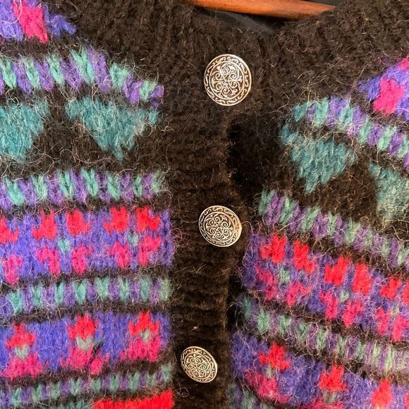 Vintage Icelandic Design 100% Wool Geometric Cardigan M/L - Picture 9 of 16